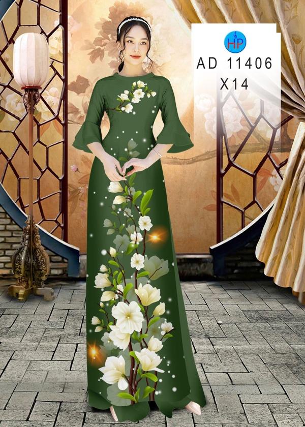 Vải Áo Dài Hoa In 3D AD 11406 44
